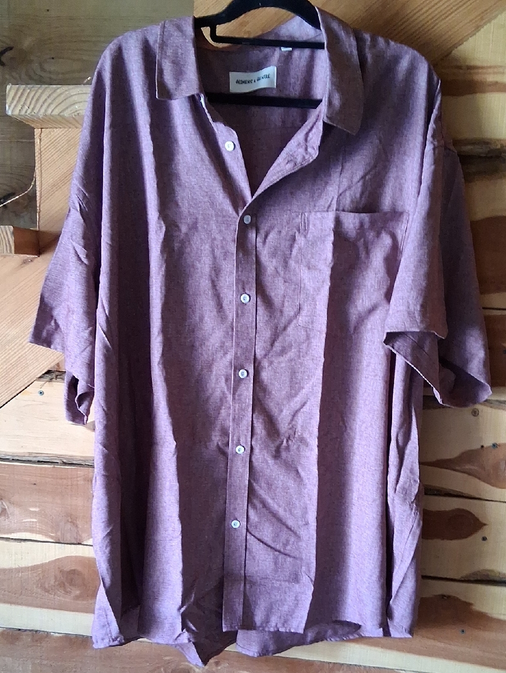NWOT Alimens & Gentle Mens Regular Fit Short Sleeve Hawaiian Shirt Dusty Mauve